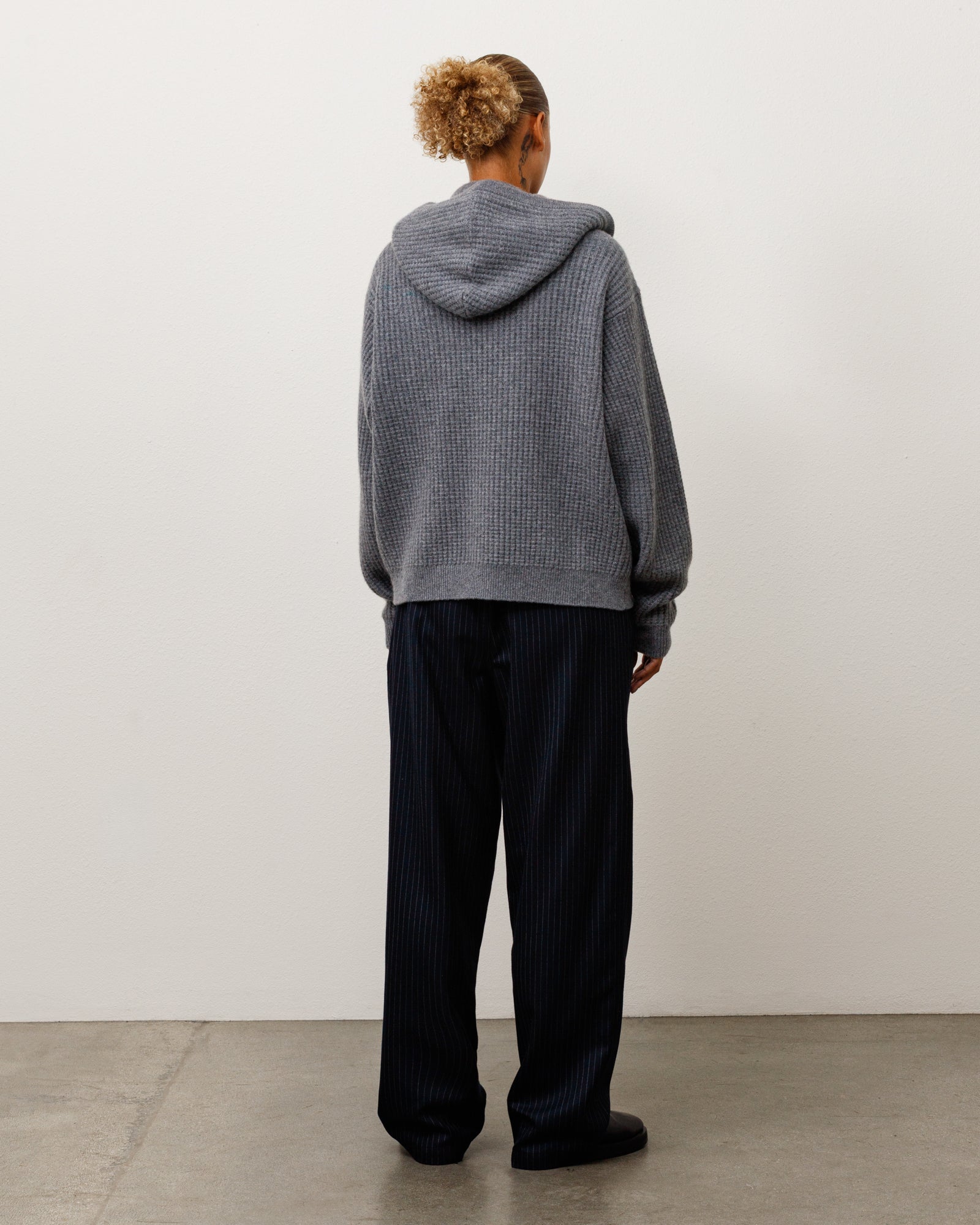 Alternative view of WAFFLE CASHMERE ZIP HOOD SWEATER