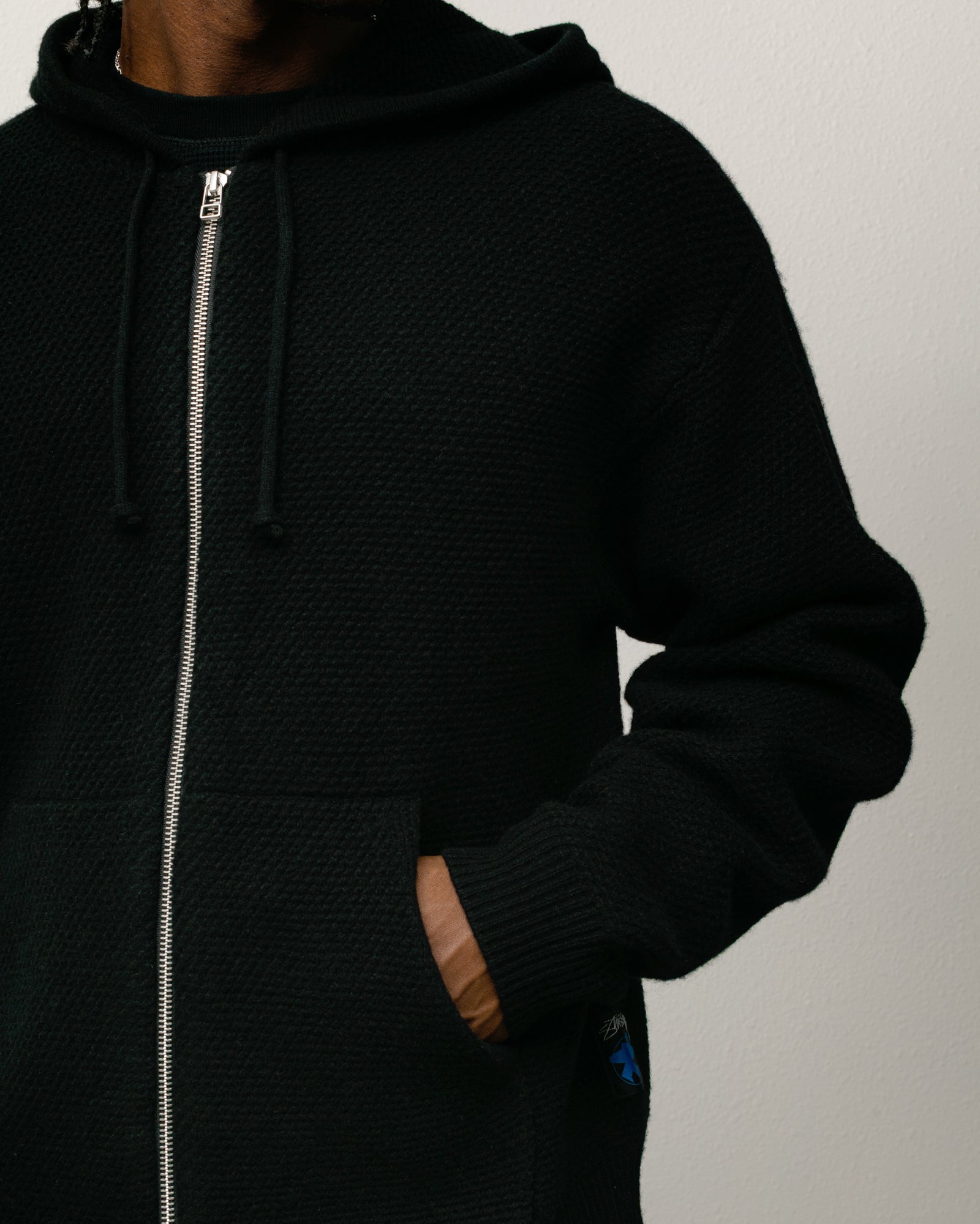 Alternative view of TEXTURED ZIP HOODED SWEATER
