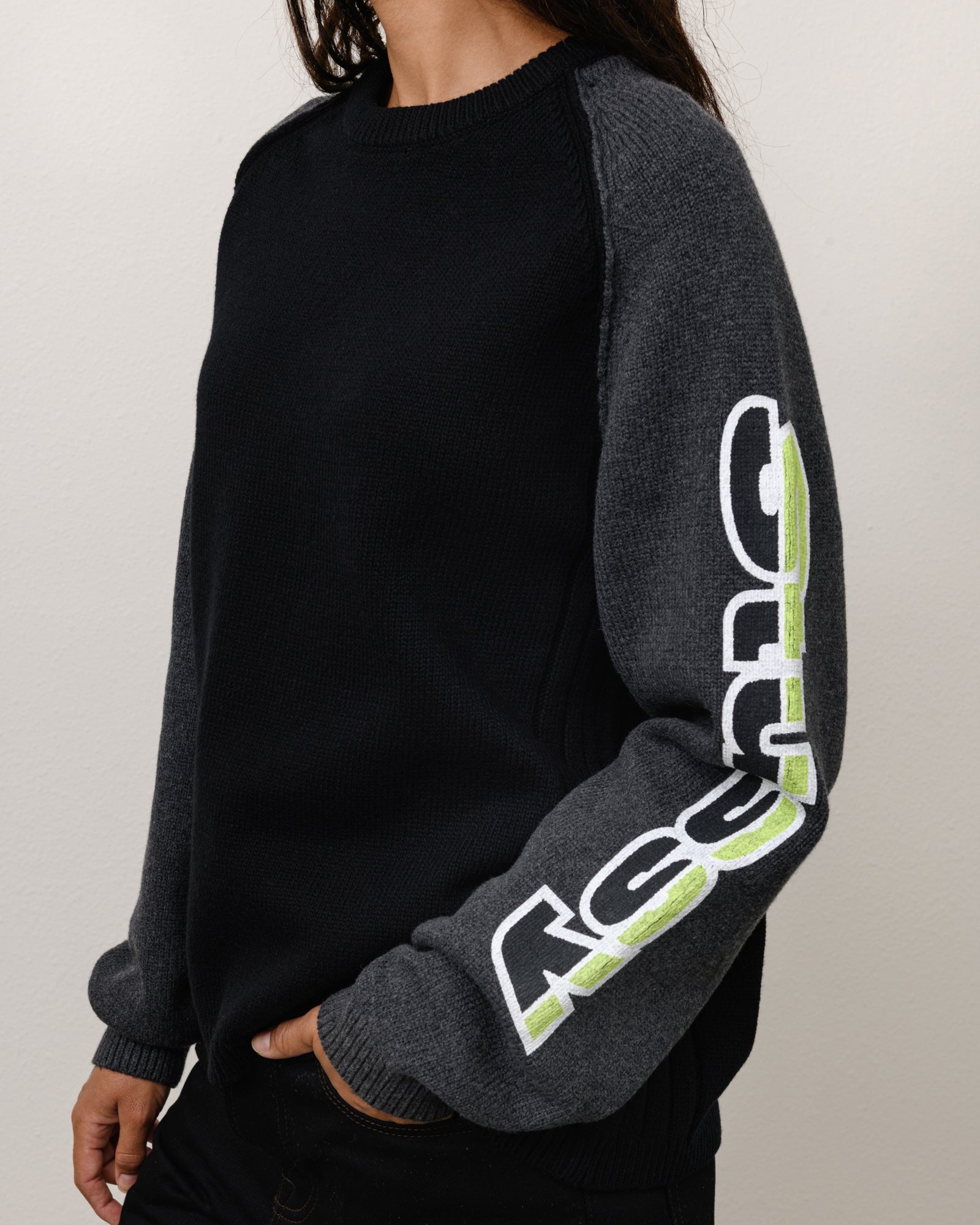 Alternative view of TWO TONE RAGLAN SWEATER