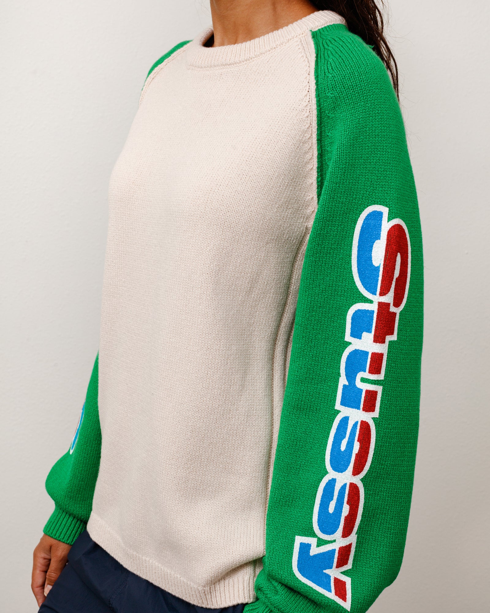 Alternative view of TWO TONE RAGLAN SWEATER
